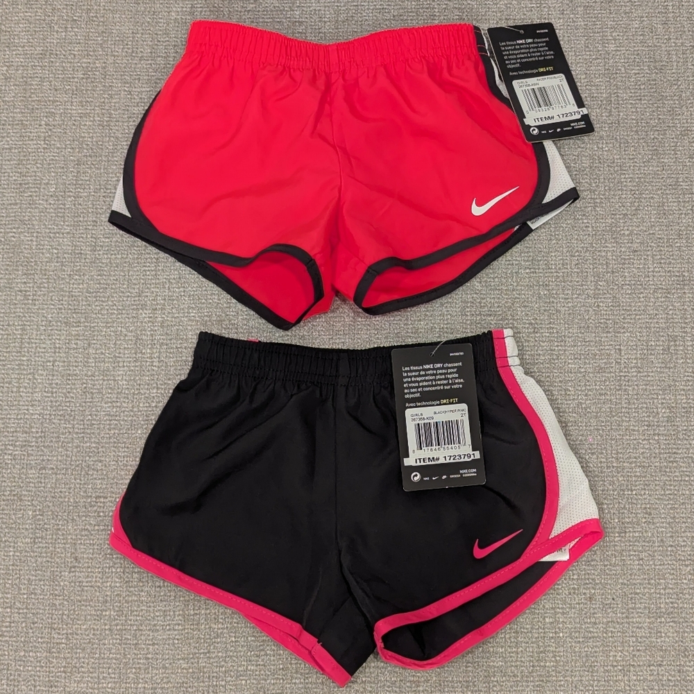 Nike Toddler Girls 2-Pack Dri-FIT Athletic Shorts (Black & Red) Size 2T-4T